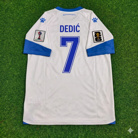 Bosnia and Herzegovina World Cup 2026 Amar Dedic Away White Football Jersey