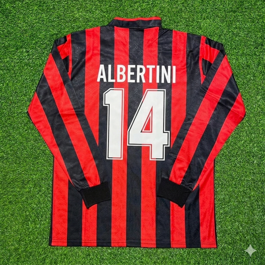 Demetrio Albertini #14 AC Milan 1989-1990 Retro Long Sleeve Football Jersey Kit