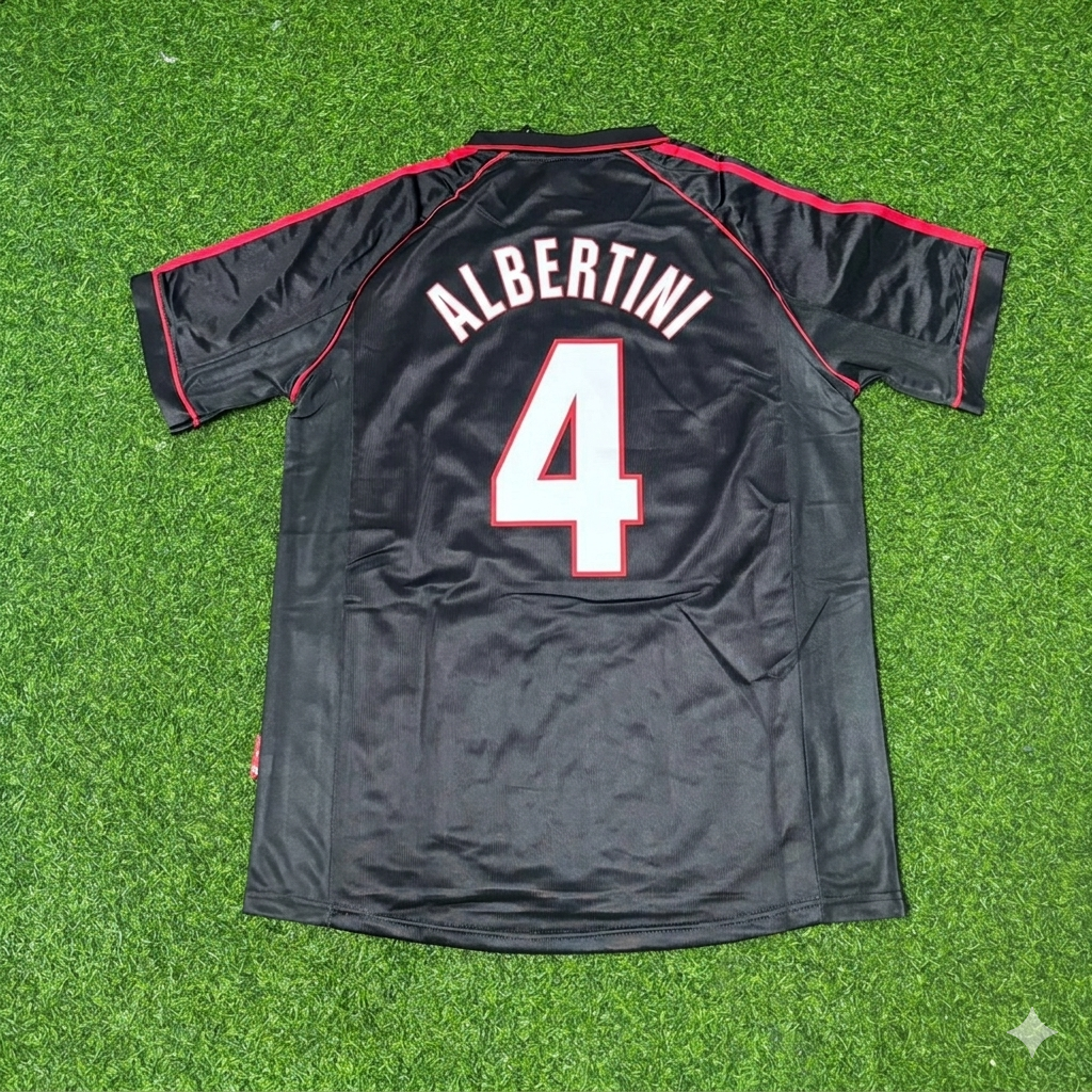 Demetrio Albertini #4 AC Milan 1998-1999 Black Retro Football Jersey Kit