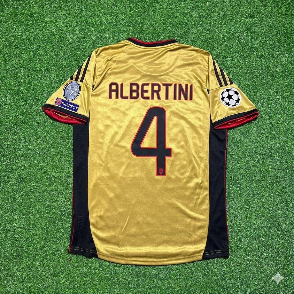 Demetrio Albertini #4 AC Milan Gold Retro Football Jersey