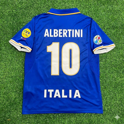 Italy EURO 1996 Demetrio Albertini #10 Blue Retro Soccer Football Jersey Kit Shirt