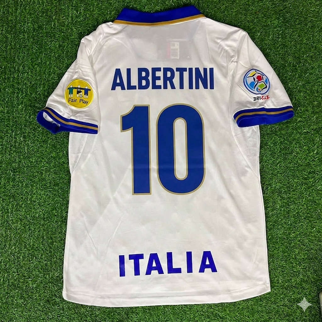 Italy EURO 1996 Demetrio Albertini #10 White Retro Football Jersey