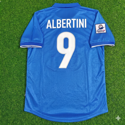 Italy World Cup 1998 Demetrio Albertini Home Blue Retro Football Jersey