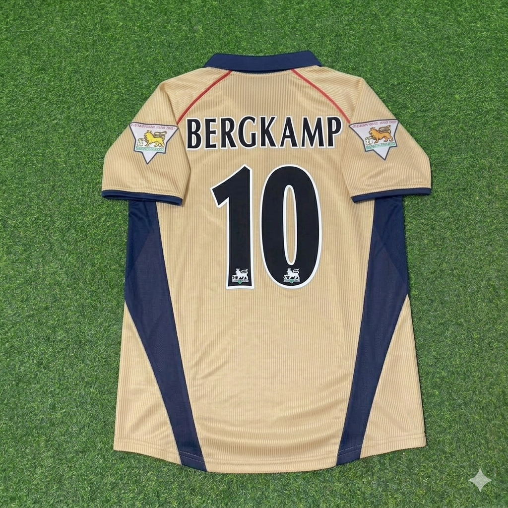 Dennis Bergkamp #10 Arsenal 2001-2002 Away Golden Retro Football Jersey