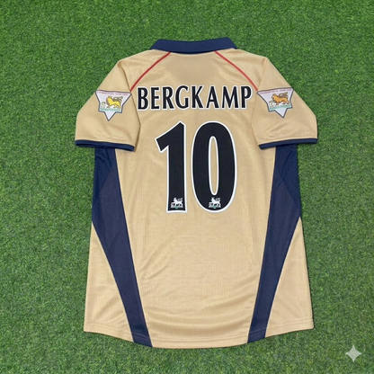 Dennis Bergkamp #10 Arsenal 2001-2002 Away Golden Retro Football Jersey
