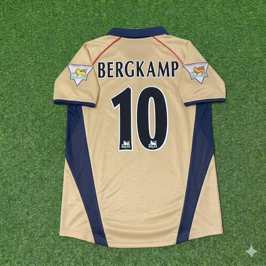 Dennis Bergkamp #10 Arsenal 2001-2002 Away Golden Retro Football Jersey