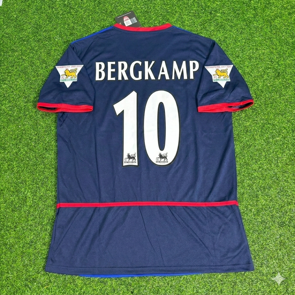 Dennis Bergkamp 10- Arsenal 2002-2004 Black Blue o2 Retro Football Jersey Kit