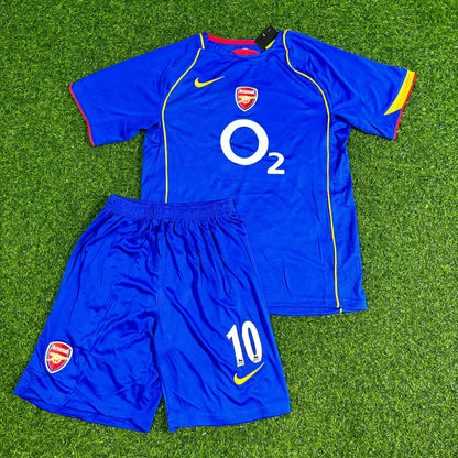Dennis Bergkamp Arsenal 2004-2005 Kids Blue Retro Football Jersey Kit