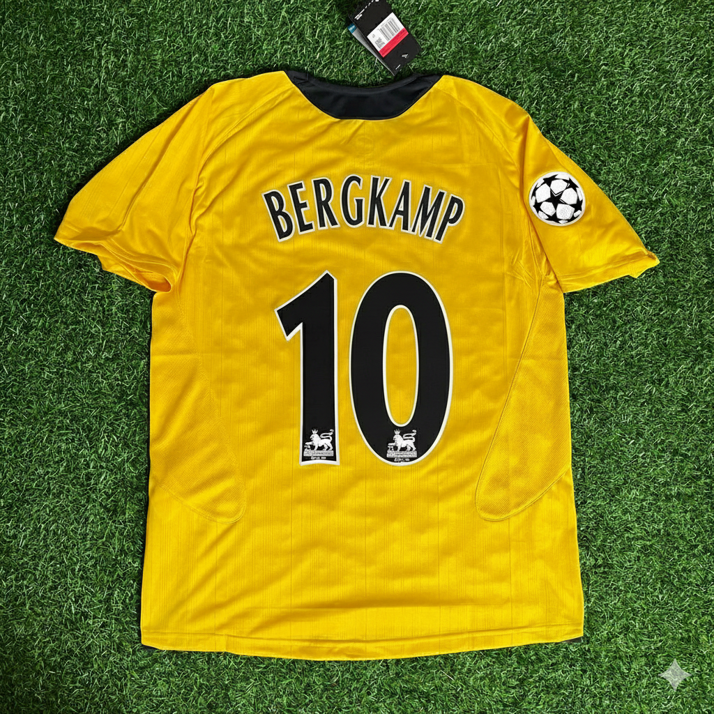 Dennis Bergkamp 10 - Arsenal 2005/06 Yellow Retro Football Jersey Kit