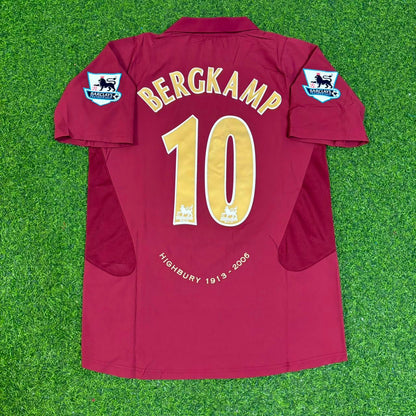 Dennis Bergkamp Arsenal 2006 Highbury Burguny Premier League Patch Retro Football Jersey Paradise Edition