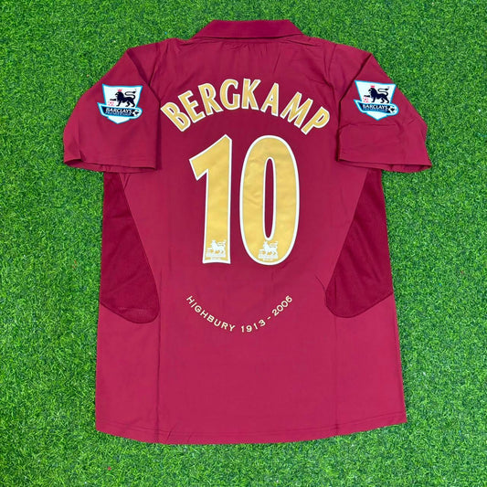 Dennis Bergkamp Arsenal 2006 Highbury Burguny Premier League Patch Retro Football Jersey Paradise Edition
