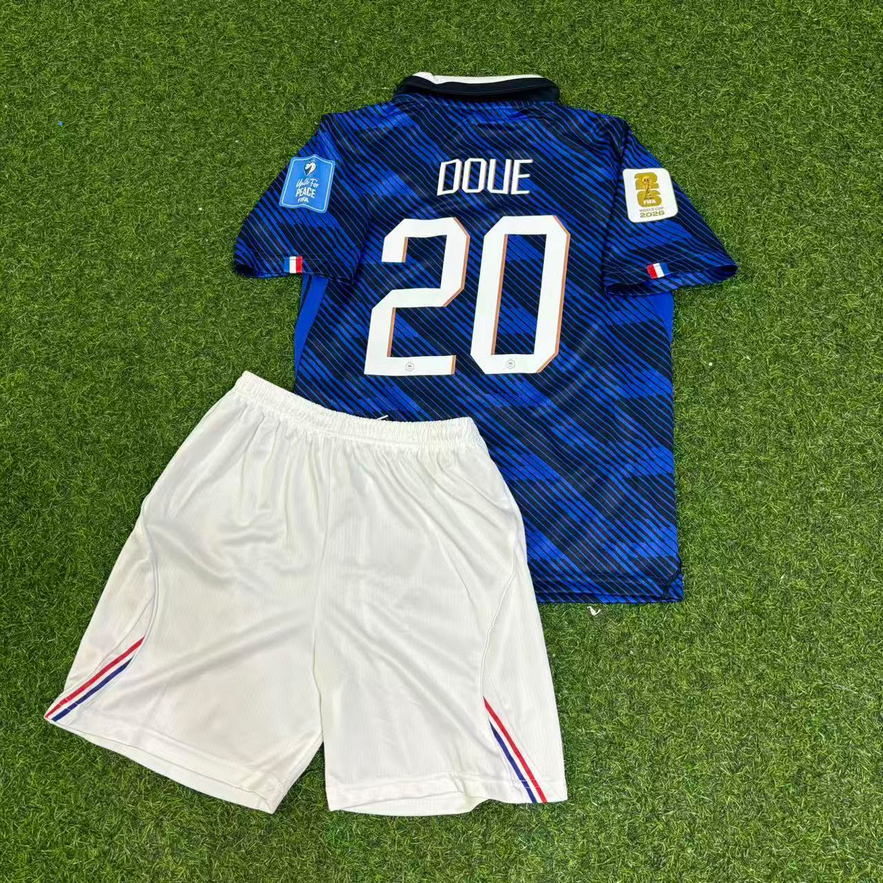 France World Cup 2026 Desire Doue #20 Home Kids Football Jersey