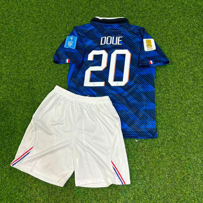France World Cup 2026 Desire Doue #20 Home Kids Football Jersey
