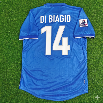 Italy World Cup 1998 Luigi Di Biagio Home Blue Retro Football Jersey
