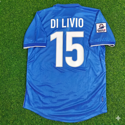 Italy World Cup 1998 Angelo Di Livio Home Blue Retro Football Jersey