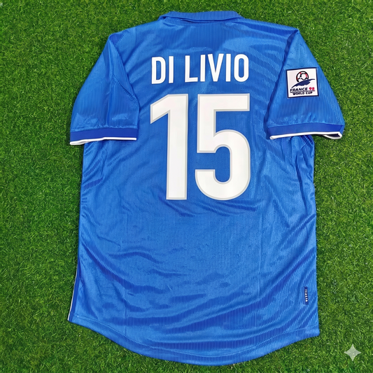 Italy World Cup 1998 Angelo Di Livio Home Blue Retro Football Jersey