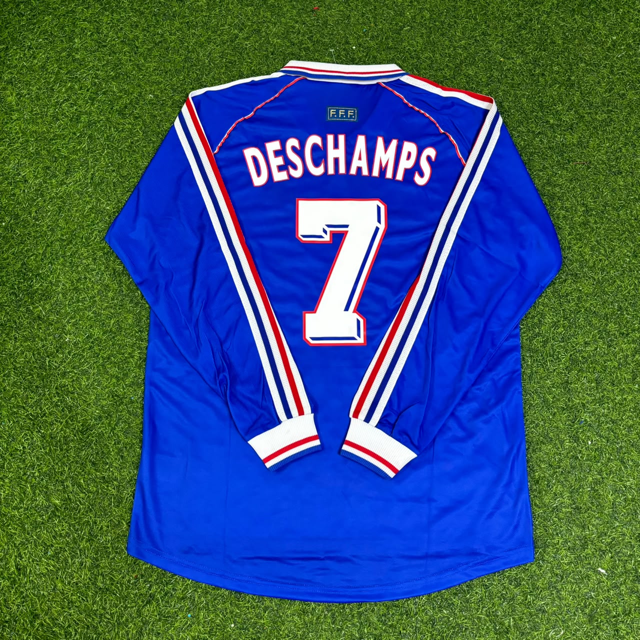 France World Cup 1998 Didier Deschamps Retro Long Sleeve Football Jersey