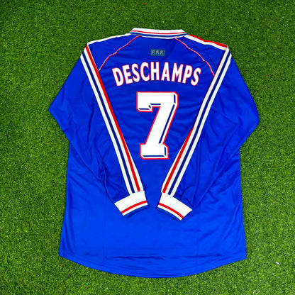 France World Cup 1998 Didier Deschamps Retro Long Sleeve Football Jersey