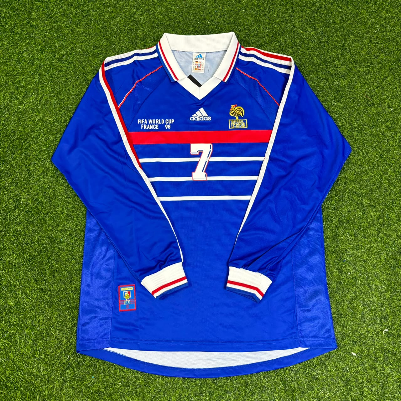 France World Cup 1998 Didier Deschamps Retro Long Sleeve Football Jersey