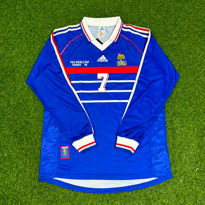 France World Cup 1998 Didier Deschamps Retro Long Sleeve Football Jersey