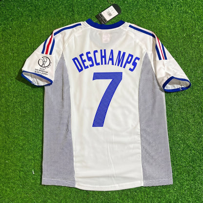 Didier Deschamps #7 France 2002 World Cup Away White Retro Football Jersey