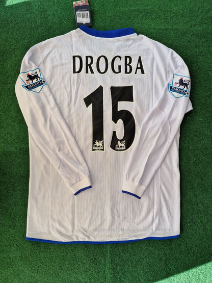 Didier Drogba 15 Chelsea 2004 Retro Long Sleeve Football Jersey Kit
