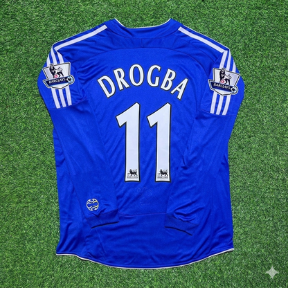 Didier Drogba #11 Chelsea 2006-2008 Long Sleeve EPL Patch Football Jersey Kit