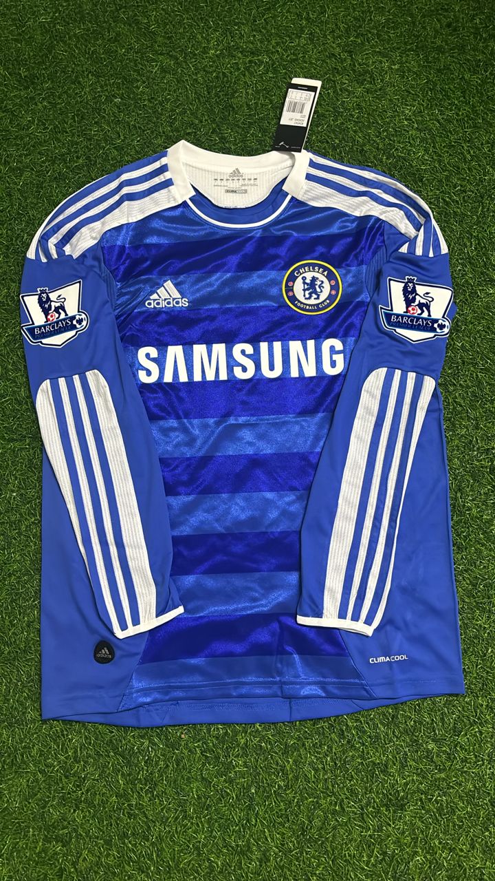 Didier Drogba Chelsea 2011 2012 EPL Patch Retro Long Sleeve Football Jersey