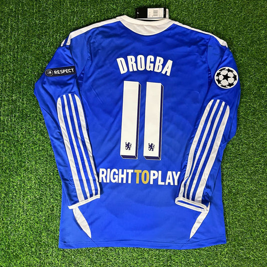 Didier Drogba Chelsea Champhions League 2012 Munich Final Retro Long Sleeve Jersey