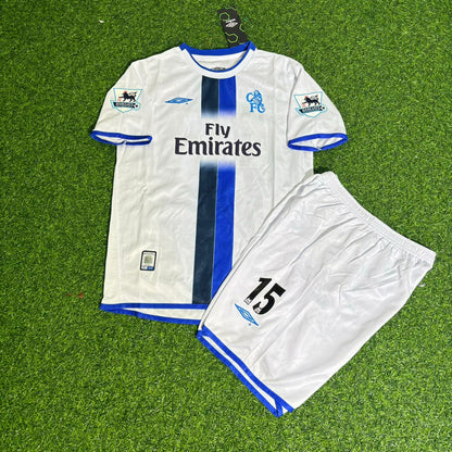 Didier Drogba Chelsea Away 2004/05 Retro Kids White Football Jersey Kit