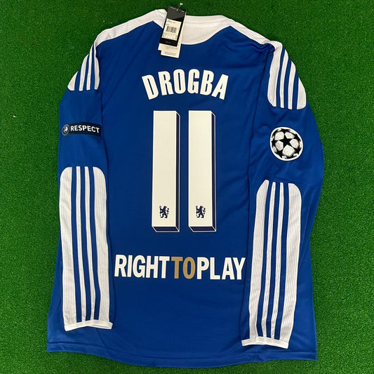 Didier Drogba Chelsea Champhions League 2012 Munich Final Retro Long Sleeve Football Jersey Kit