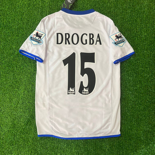 Didier Drogba Chelsea Away 2004 Retro Football Jersey with Premier League Patch