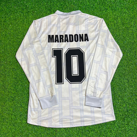 Diego Maradona Argentina 1986 Season Home Long Sleeve Retro Football Jersey