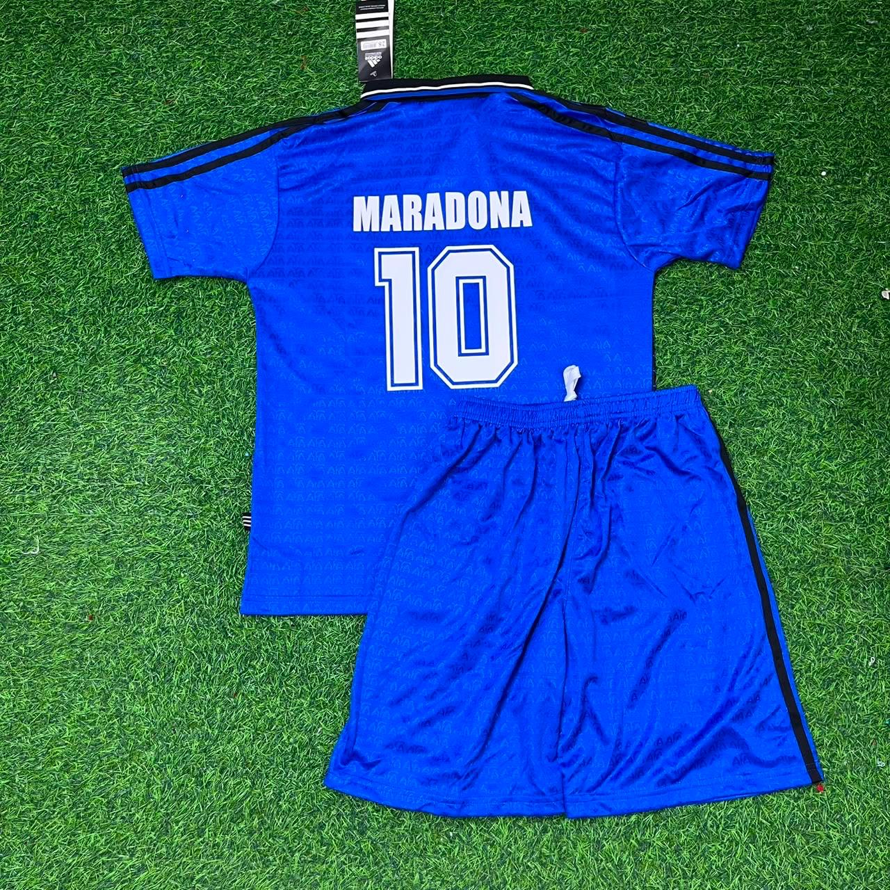 Argentina World Cup 1994 Diego Maradona Blue Kids Retro Football Jersey Kit
