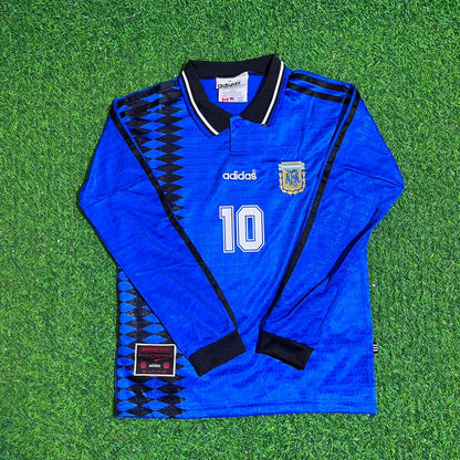 Diego Maradona Argentina 1994 World Cup Long Sleeve Blue Retro Kids Football Jersey