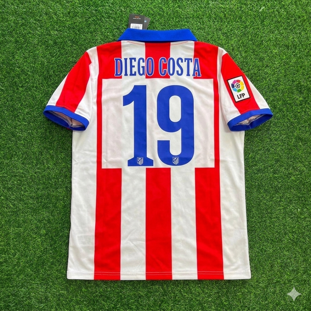 Diego Costa 19 Atlético Madrid Home 2014/15 Retro Kit Football Jersey