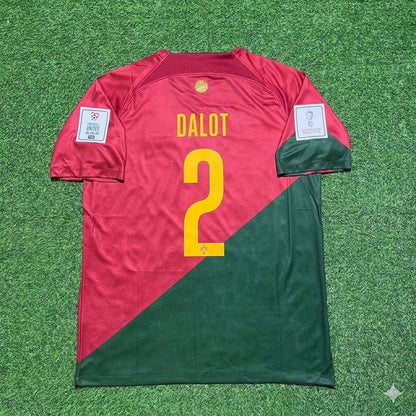 Portugal World Cup 2022 Diego Dalot #2 Home Retro Football Jersey
