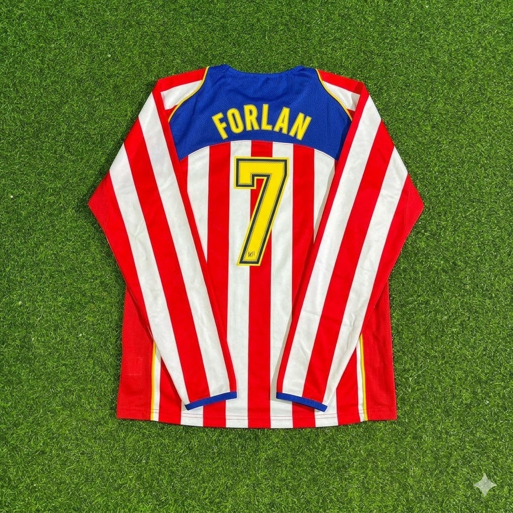 Diego Forlán #7 Atlético Madrid Spider-Man Long Sleeve Retro Football Jersey Kit