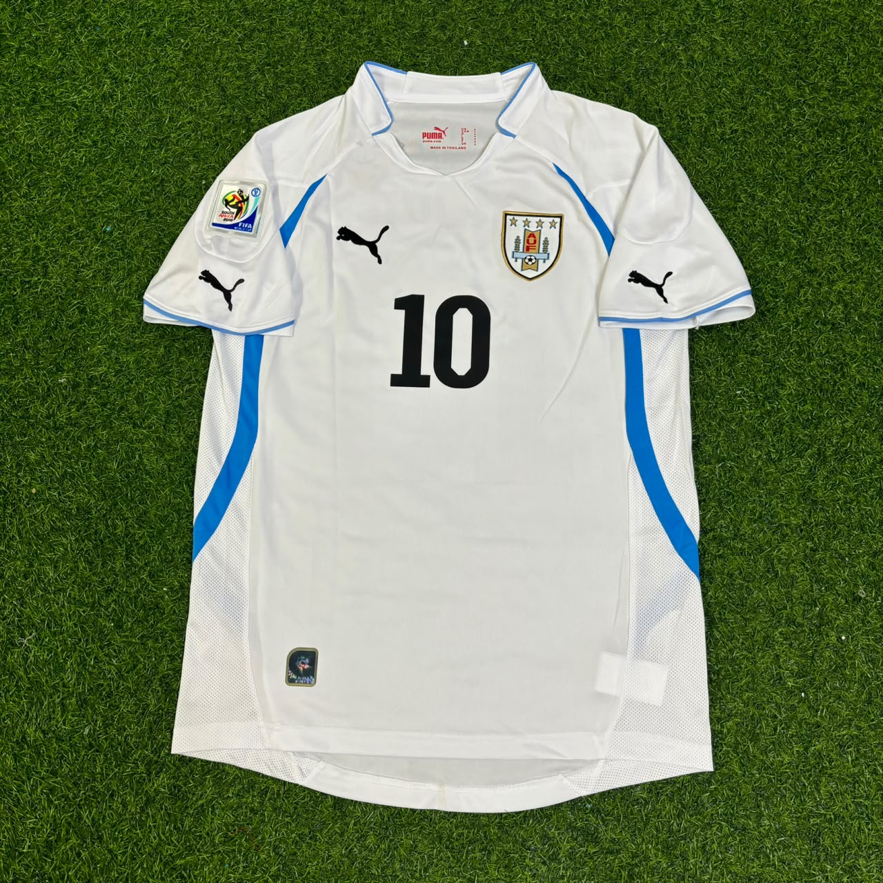 Uruguay World Cup 2010 Diego Forlán White Retro Football Jersey