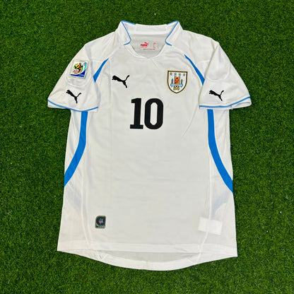 Uruguay World Cup 2010 Diego Forlán White Retro Football Jersey