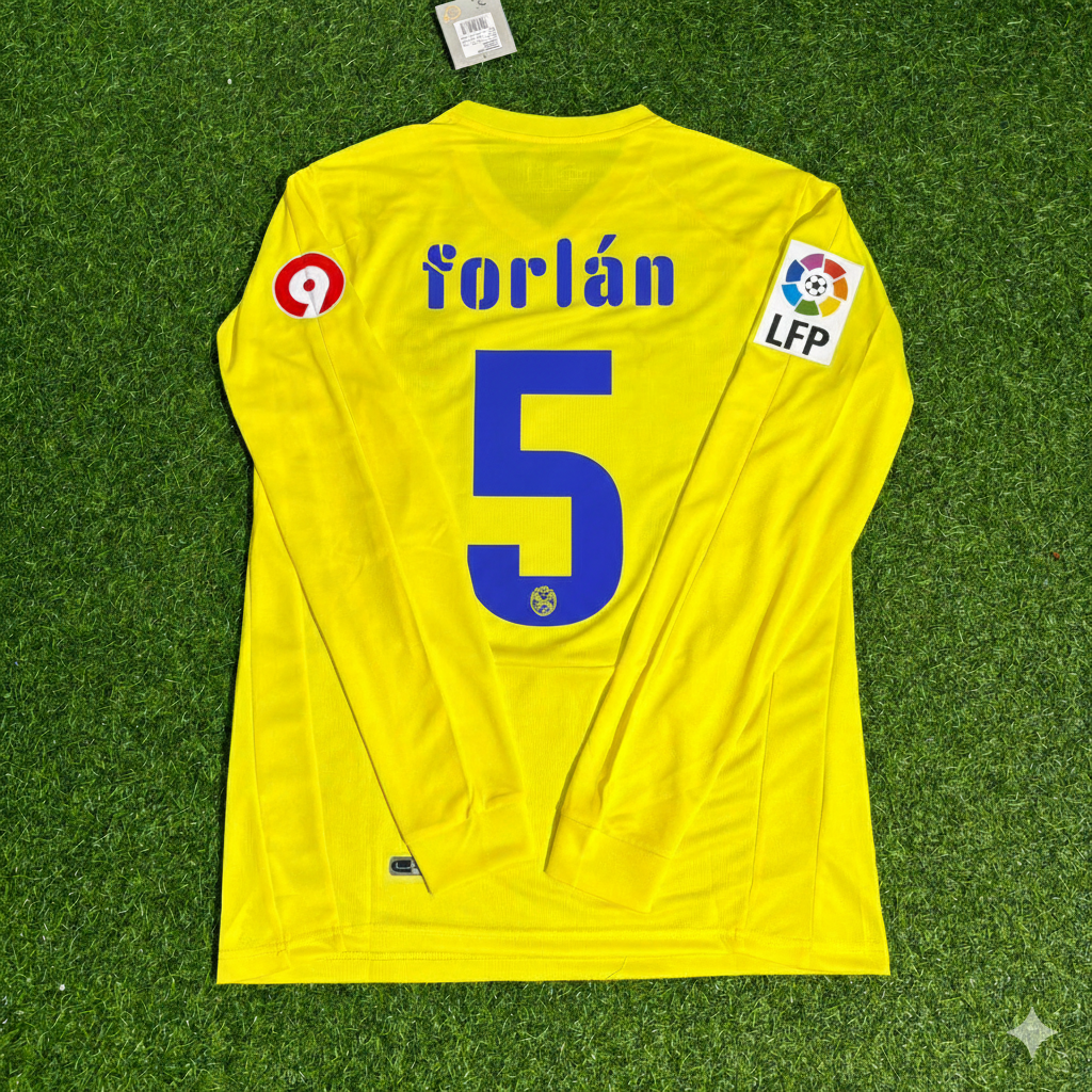 Diego Forlan 5 Villarreal CF 2008/2009 Long Sleeve Retro Football Jersey Kit