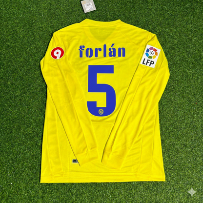 Diego Forlan 5 Villarreal CF 2008/2009 Long Sleeve Retro Football Jersey Kit