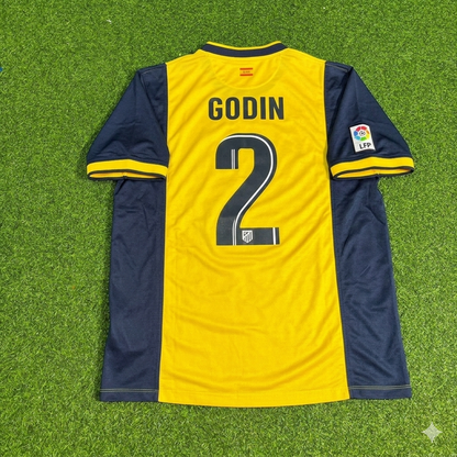 Diego Godín #2 Atlético Madrid 2013-2014 Away Yellow Football Jersey Kit