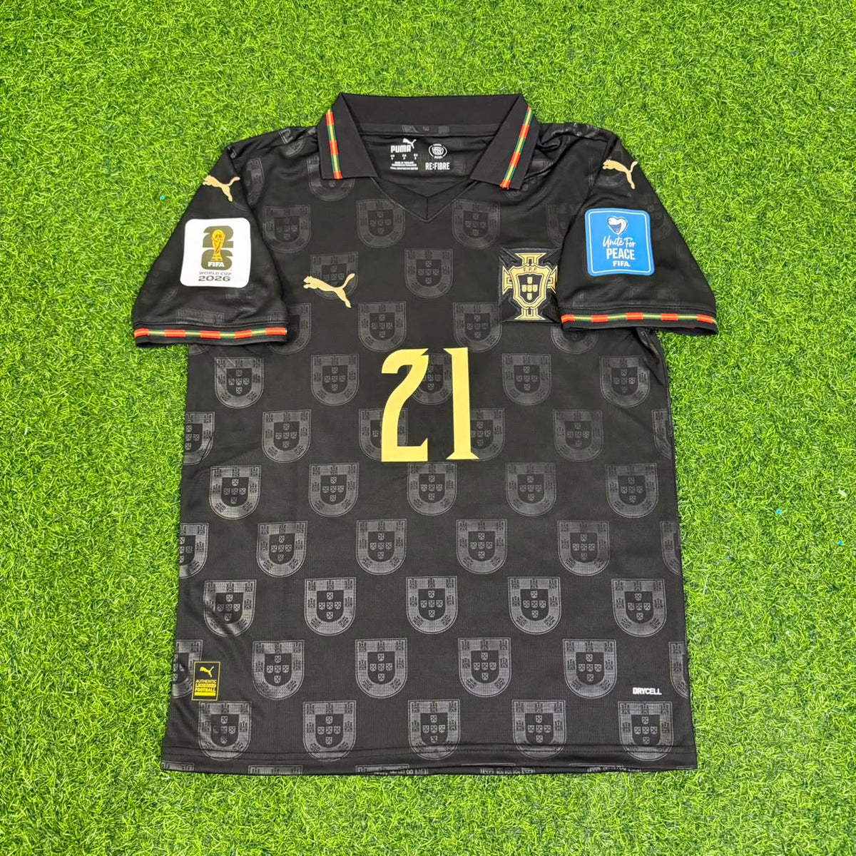 Diogo Jota #21 Portugal 2026 World Cup Black Football Jersey