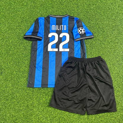 Diego Milito Inter Milan 2010 Champions League Final Kids Football Jersey Kit