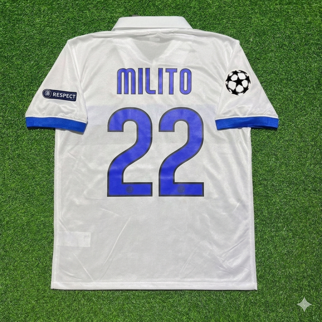 Diego Milito Inter 2009/2010 White Retro Football Jersey Kit