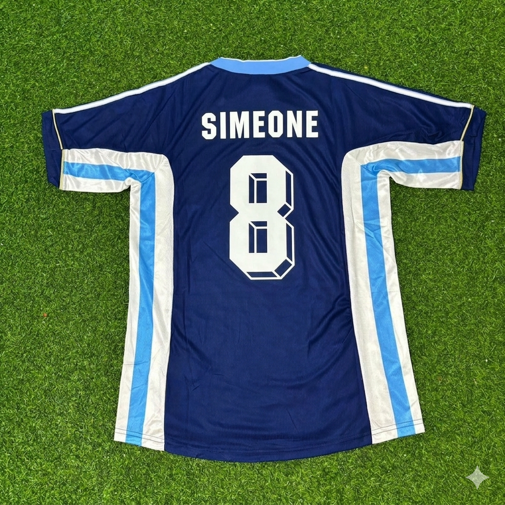 Argentina World Cup 1998 Diego Simeone #8 Blue Retro Football Jersey
