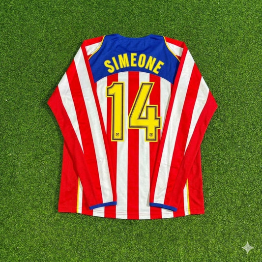 Diego Simeone #14 Atlético Madrid Spider-Man Long Sleeve Retro Football Jersey Kit