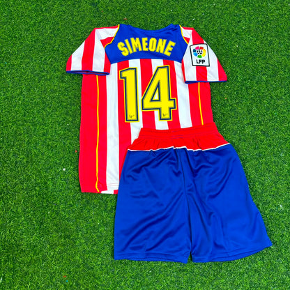 Diego Simeone #14 Atlético Madrid Spider Man Retro Kids Football Jersey