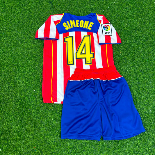 Diego Simeone #14 Atlético Madrid Spider Man Retro Kids Football Jersey